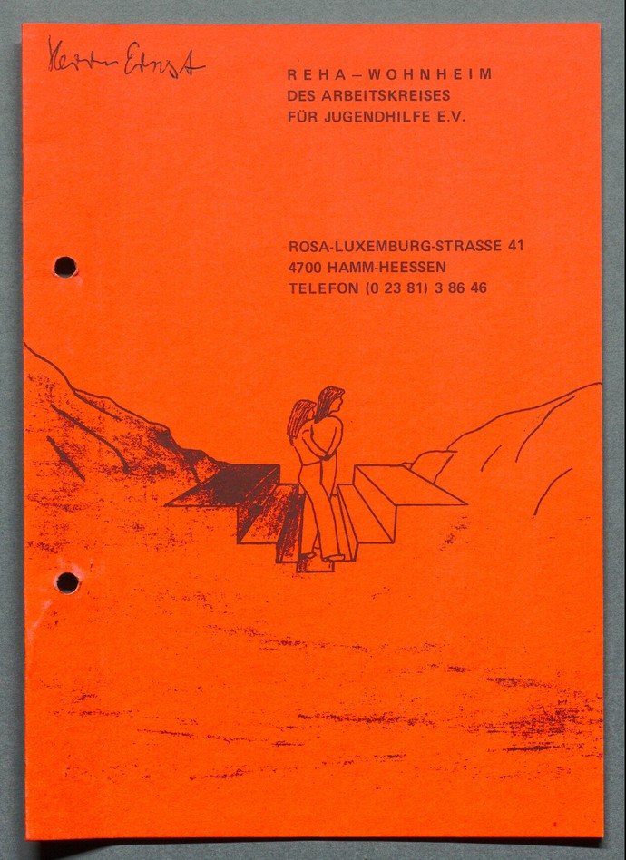 Abb. 1 zeigt das Deckblatt eines Flyers des Reha-Wohnheims (LWL-Archivamt für Westfalen, Archiv LWL, Best. 620/236).