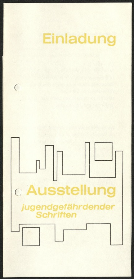 Einladung zur Ausstellung jugendgefährdender Schriften am 9. Mai 1969
