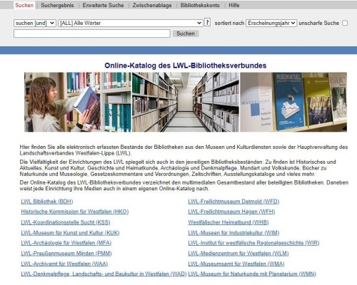 Recherchemaske im LWL-Bibliotheksportal