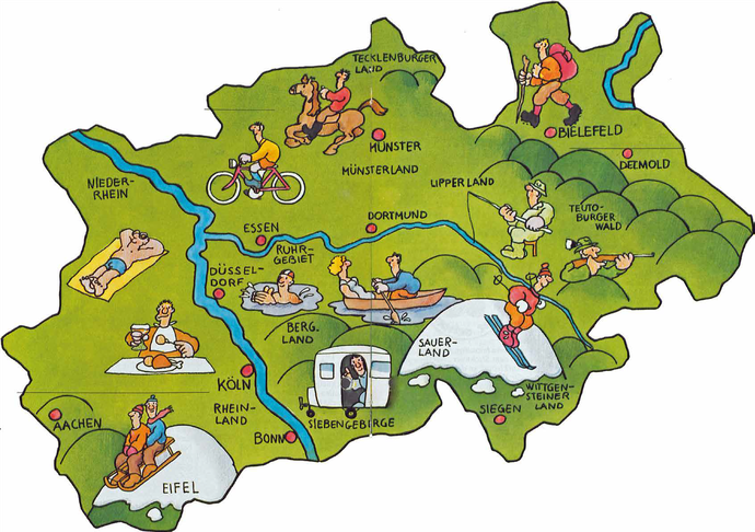 Übersicht der Urlaubsregionen in Westfalen, 1978.