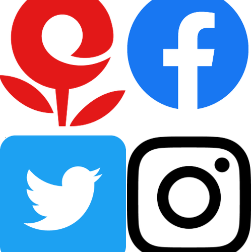 Die Logos von Facebook, Instagram, Hypotheses.org und Twitter in einer Collage.